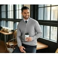 thumbnail image 5 of COOFANDY Quarter Zip Sweater for Men Slim Fit Pullover Sweaters Knit Long Sleeve Sweater for Men, 5 of 9
