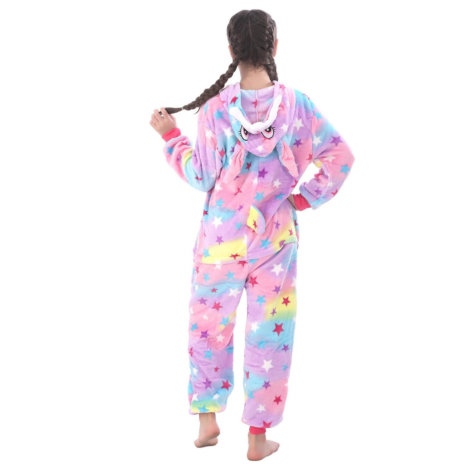 Cethrio Kids Girls Fleece Jumpsuits, Hooded Costumes Cosplay One Piece Onesie Pajamas Purple Size 3-4 T