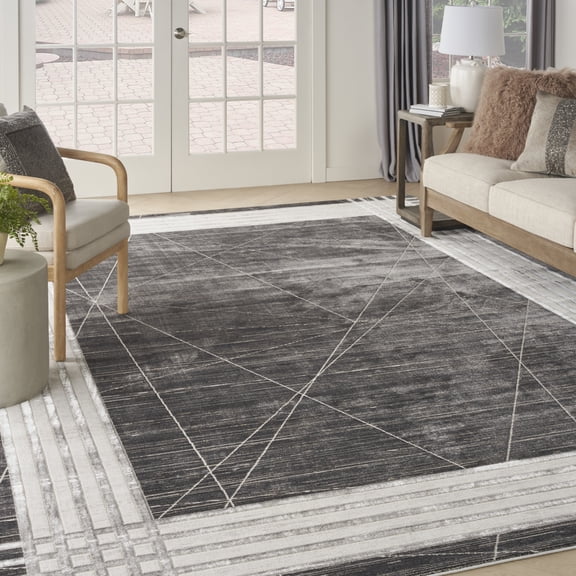 Nourison Desire Glam Charcoal Silver 9' x 12' Area Rug (9x12)