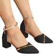 thumbnail image 5 of AZZAKVG Womens Low Mid Square Heel Ankle Strap Sandal Office Ladies Pointed Toe Shoes Chunky Heels, 5 of 8