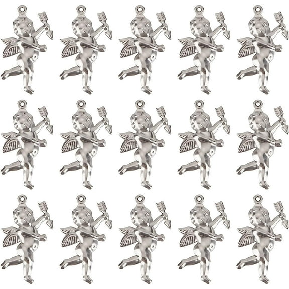 1 Box 50Pcs Cupid Charms Guardian Angel Charms 316 Stainless Steel Love Charms Fairy Angel Charm for Jewelry Making Charms Halves Folded DIY Bracelet Earring Valentines Day Gift Women Craft
