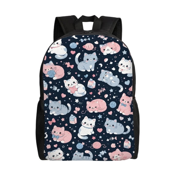 Cute Cat Backpack Full Front Print Travel Laptop Bag for Men and Women