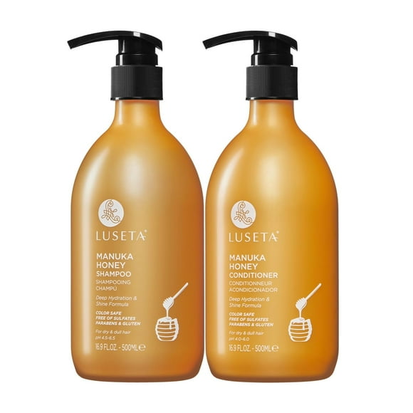 Luseta Ensemble Shampooing et après-Shampooing au Miel de Manuka Hydratant et Hydratant pour Cheveux Secs, Abîmés et Ternes Restaure Brillance et Douceur Sans Sulfate 16.9oz*2
