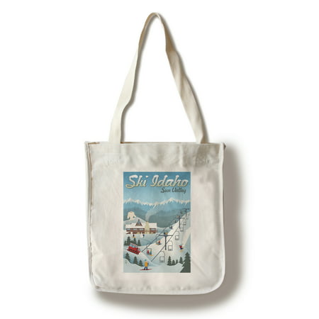 Sun Valley, Idaho - Retro Ski Resort - Lantern Press Artwork (100% Cotton Tote Bag -