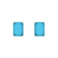 thumbnail image 3 of 14K Solid Gold Screw Back Stud Earrings for Women | 2 cttw Emerald Cut Simulated Turquoise | White Gold, 3 of 5