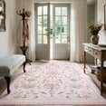 thumbnail image 4 of Lahome Decor 5'x7' Area Rug, Floral Washable Rugs for Living Room, Non Slip Soft Ultra-Thin Indoor Decor Elegant Carpet Vintage Flower Rug Indoor for Bedroom Dining Room Pink, 4 of 11