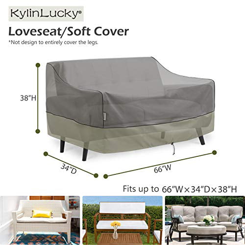 KylinLucky Outdoor Furniture Covers Waterproof Patio Loveseat Sofa Covers Fits up to 66 x 34 x 38 inches 