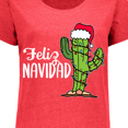 thumbnail image 4 of Inktastic Feliz Navidad Christmas Cactus in Santa Hat Women's Plus Size T-Shirt, 4 of 5