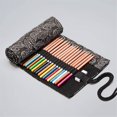 thumbnail image 2 of 1Pack 36/48/72 Slots Colored Pencil Wrap Pencils Roll Holder Coloring Pencils Organizer Holder Colored Pen Paint Brush Storage Pouch Portable for Artist Student (Black leaf Ocean, 48 Slots), 2 of 6