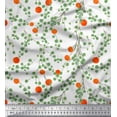 thumbnail image 1 of Soimoi White Georgette Viscose Fabric Leaves & Orange Fruits Print Fabric by the Yard 42 Inch Wide, 1 of 3