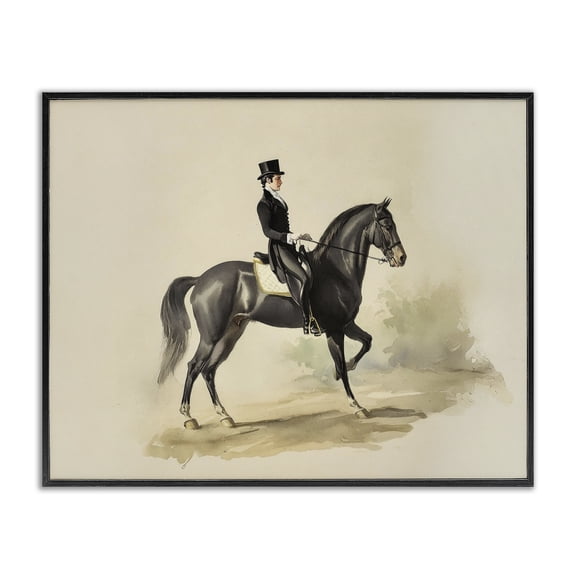 Stupell Industries Transitional Gentleman On A Horse Black Framed Giclee Art, 14 x 11, by Sisi and Seb