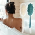 thumbnail image 5 of 2 Pcs Body Bath Brush Scrubber Loofah Shower with Long Handle for Skin Exfoliating PP Mesh Blue Beige, 5 of 7