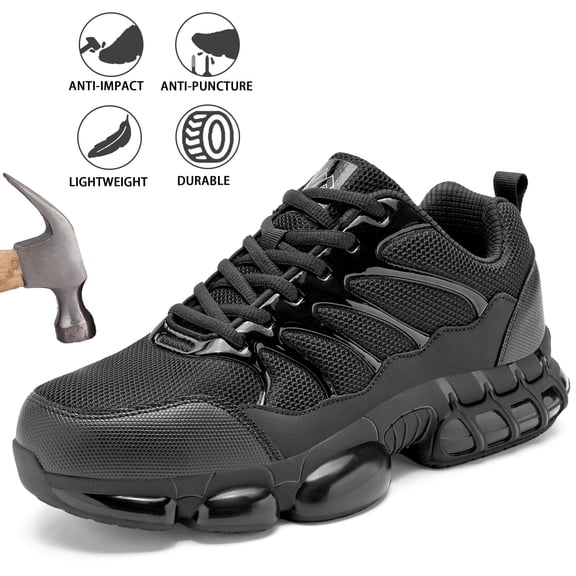 NIFOFISE Steel Toe Work Shoes for Men & Women-Lightweight with Air Cushion Safety Sneakers