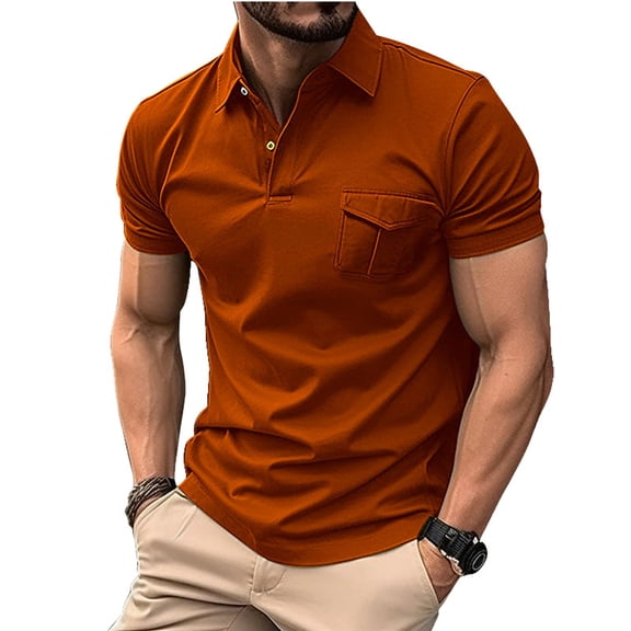AJZIOJIRO Men's Summer Lapel Cotton Shirt Tops Short Sleeve Pullover T-Shirts S-3XL Casual Tees Shirts