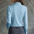 thumbnail image 4 of Noric Women's Long Sleeve Button Down Shirt Classic Lapel Collar Solid Color Tops Business Office Workwear, 4 of 9