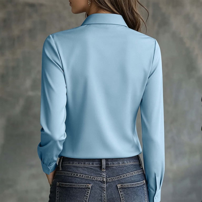 hidden collar button dress shirt Non-Iron Stretch Light Blue Twill Hidden Button Down Collar Shirt