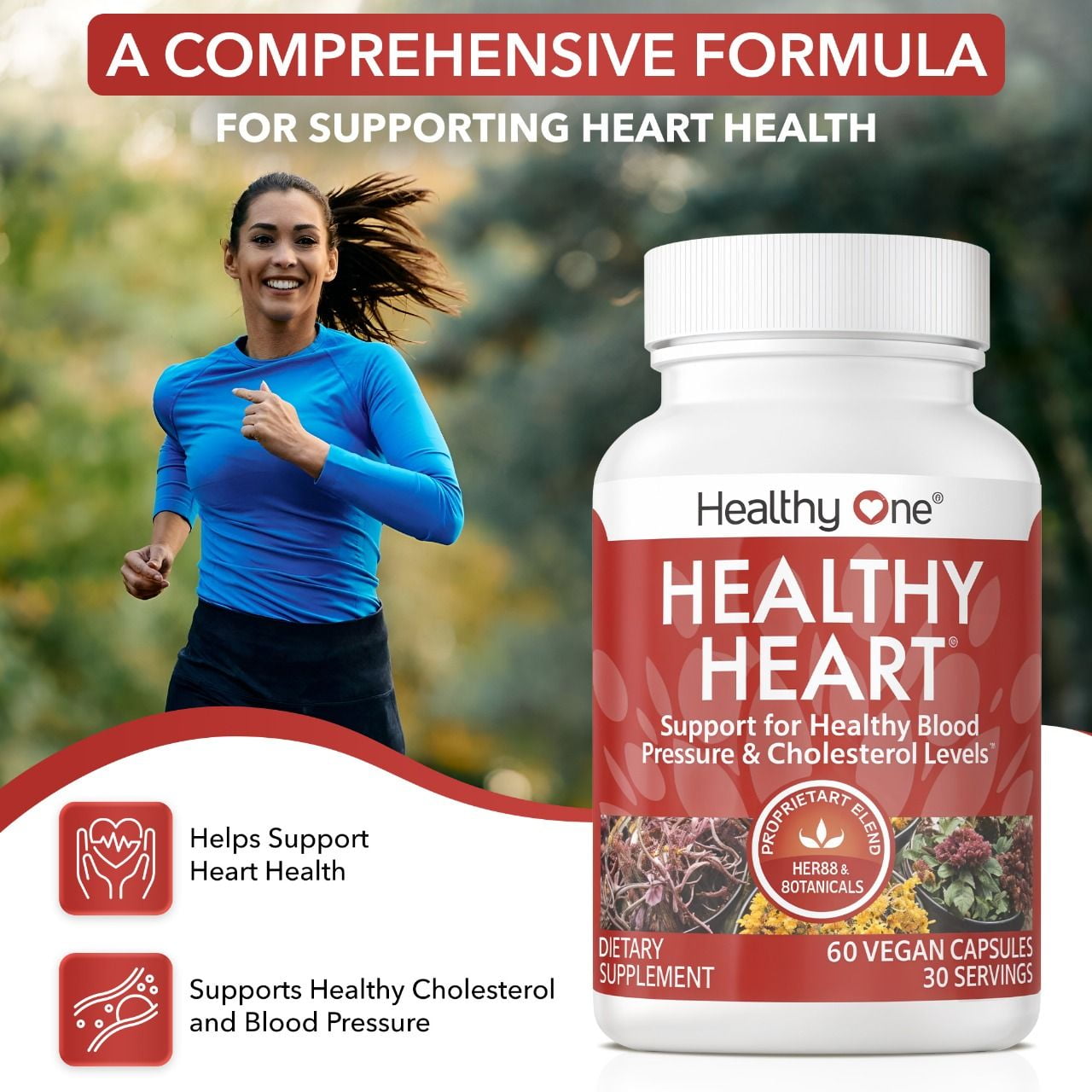 Healthy One Healthy Heart Supplement with Magnesium and Hawthorn, 120 Caps