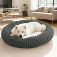thumbnail image 3 of Orthopedic Donut Dog Bed with Removable Cover, Calming Round Pet Bed for Medium Dogs with Anti- Bottom, Washable Fur Cat Bed for Anxious Pets and Puppies, 3 of 4