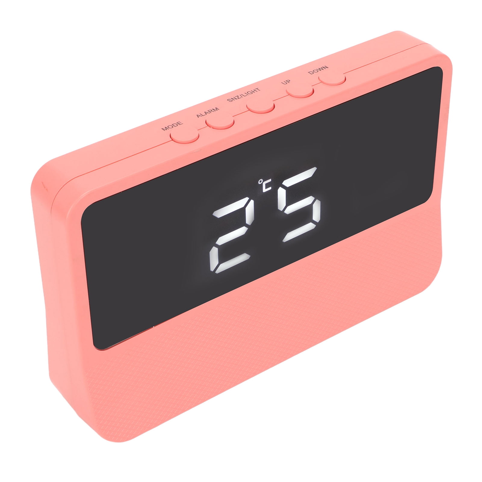 LED Digital Alarm Clock, Simple Mirror LED Electric Alarm Clock For Office White,Pink