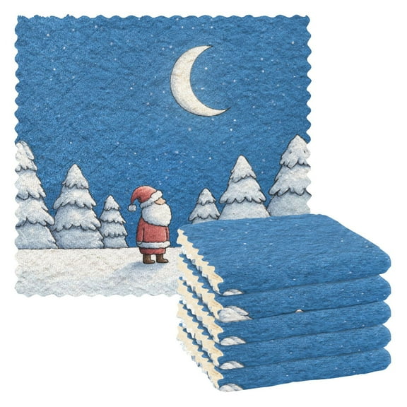 6 Pieces of Kitchen Towels 11x11Inch Kitchen Dish Cloths Kitchen Dish Towels Reuseable Cleaning Cloths Christmas Eve