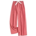 thumbnail image 2 of Black**Friday Sale Chaoheng Trousers Pants for Women Women's Cotton Blend Wide Leg Pants,Soft Breathable Elastic Waist Lounge Trousers, 2 of 3