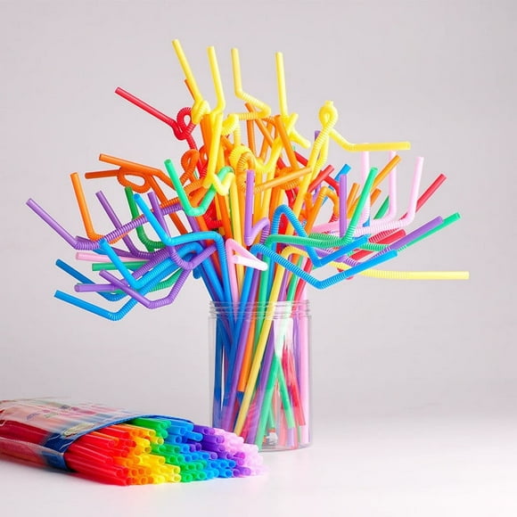 200 Pcs Pailles à Boire en Plastique Pegeant Multicolores Mariage Anniversaire Fête