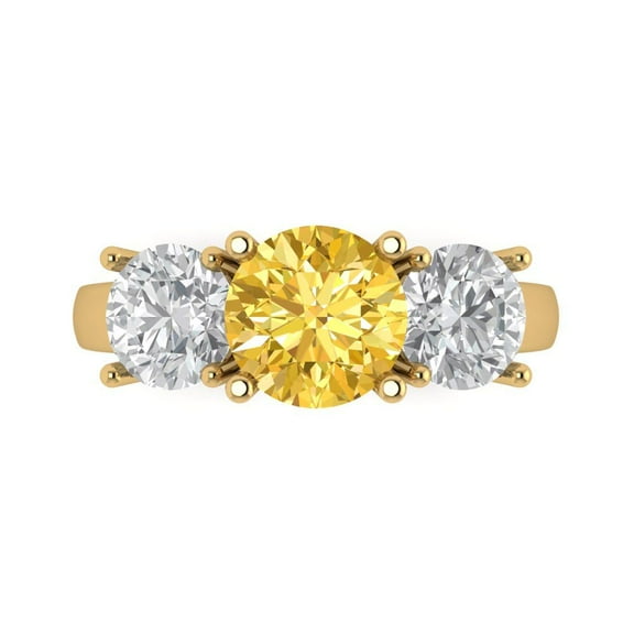 Three-Stone Engagement Ring for Women - 3ct Natural Citrine in 14K Yellow Gold Promise Ring