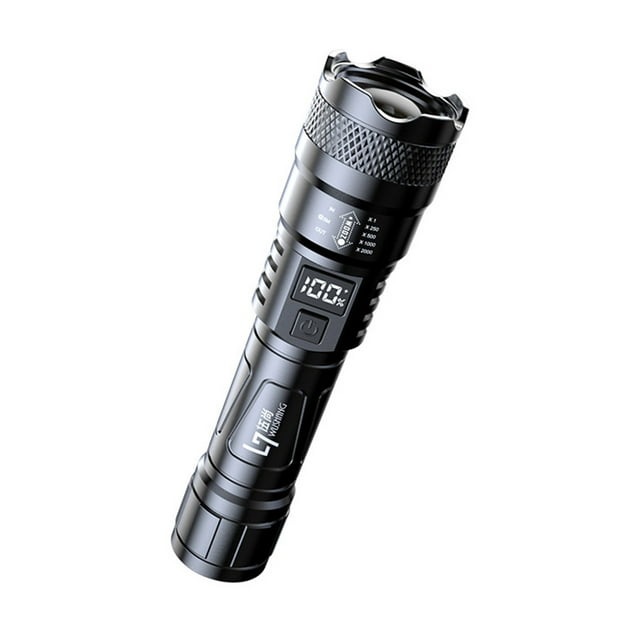 Kyusrd Summer Outdoor Patio Deals!Intelligent Digital Display LED Flashlight USB Rechargeable High Power Flashlight Telescopic Zoom Portable Work Hand Lamp