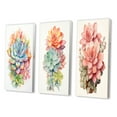 thumbnail image 3 of Designart "Blossoming Succulent Tender Retro Blue" Succulent Wall Art Set Of 3 - Traditional Blue Gallery Set For Office Decor, 3 of 6