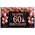 thumbnail image 2 of Yatrandify Decorative Design Happy Birthday Banner Pink Balloons 60th Cake Birthday Party Backdrop for Milestone Celebration Indoor Decoration Event Party, 2 of 8