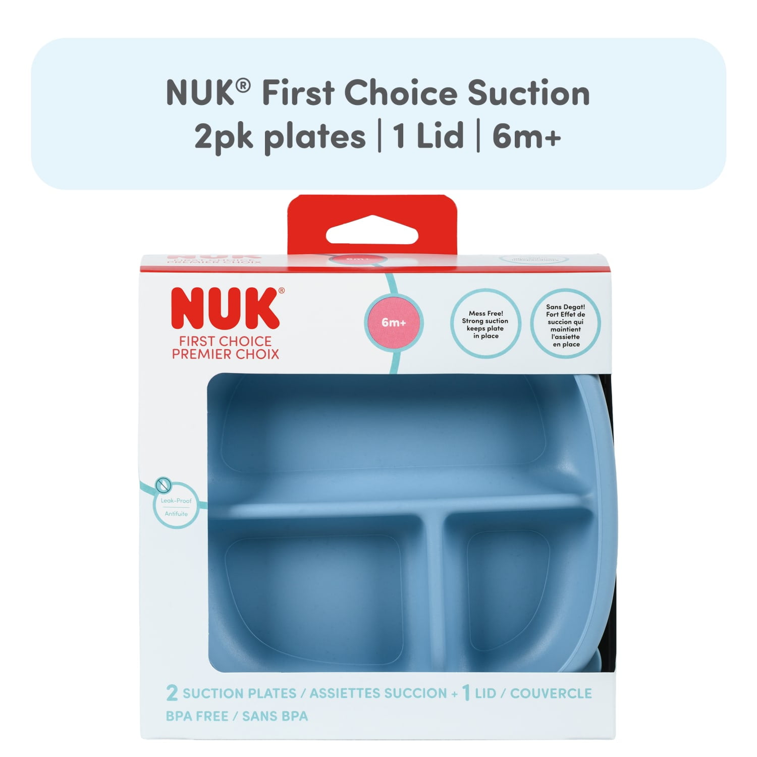 NUK First Choice Suction Plates and Lids, 2 Pack