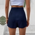 thumbnail image 3 of Aayomet Women's Weekend Pull on Shorts buttoned patchwork navy blue shorts (Blue, M), 3 of 5