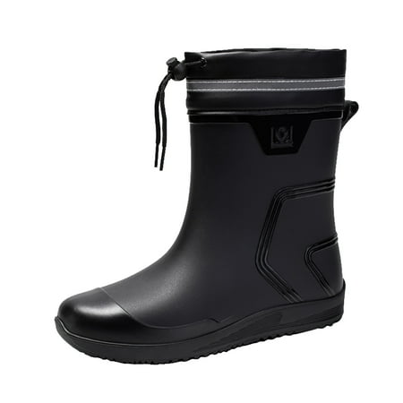 

TIREOW Lightweight Water Shoes for Men s Mid Calf Water Shoes Mouth Harness Mouth Rubber Shoes Kitchen Takeout Overshoes Warm Rain Boots