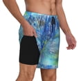 thumbnail image 2 of Sigee Peacock Print Mens Swim Trunks with Compression Liner Quick Dry Swim Stretch Beach Shorts with Pockets,S-3XL, 2 of 7