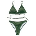 thumbnail image 1 of Aayomet Maillot de Bain pour Femmes 2 Pcs Bikini Vert Foncé Mode Ensemble Bikini Fendu (Vert, L), 1 of 5