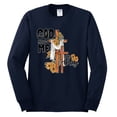 thumbnail image 2 of Wild Bobby God Made Me This Way Cross with Sunflowers Inspirational/Christian Men Long Sleeve Shirt, Navy, Medium, 2 of 6