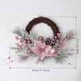thumbnail image 3 of Christmas Pink Wreath Decor with Balls Artificial Plant Rattan Garland Christmas Rattan Hanging Ornament for New Year Home Decor, 3 of 5