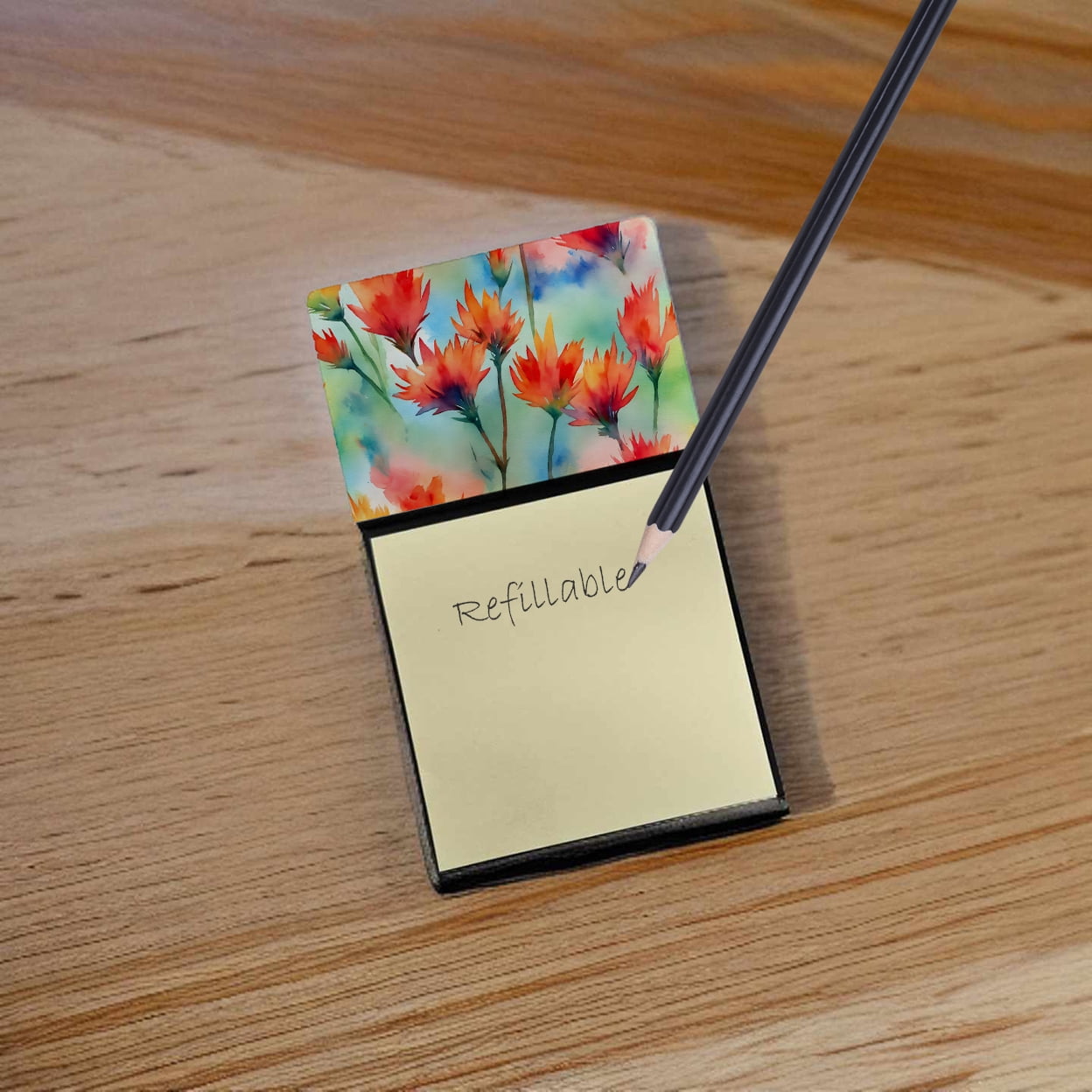 Wyoming Indian Paintbrush in Watercolor Sticky Note Holder 3.25 in x 5.25 in
