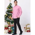 thumbnail image 4 of Camisa a cuadros para hombre, ajuste regular, con botones, manga larga, vestido, camisas a cuadros Rosa blanco XL, 4 of 6