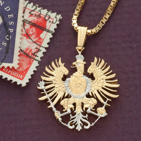 Germany Pendant & Necklace, German Five Mark Hand Cut