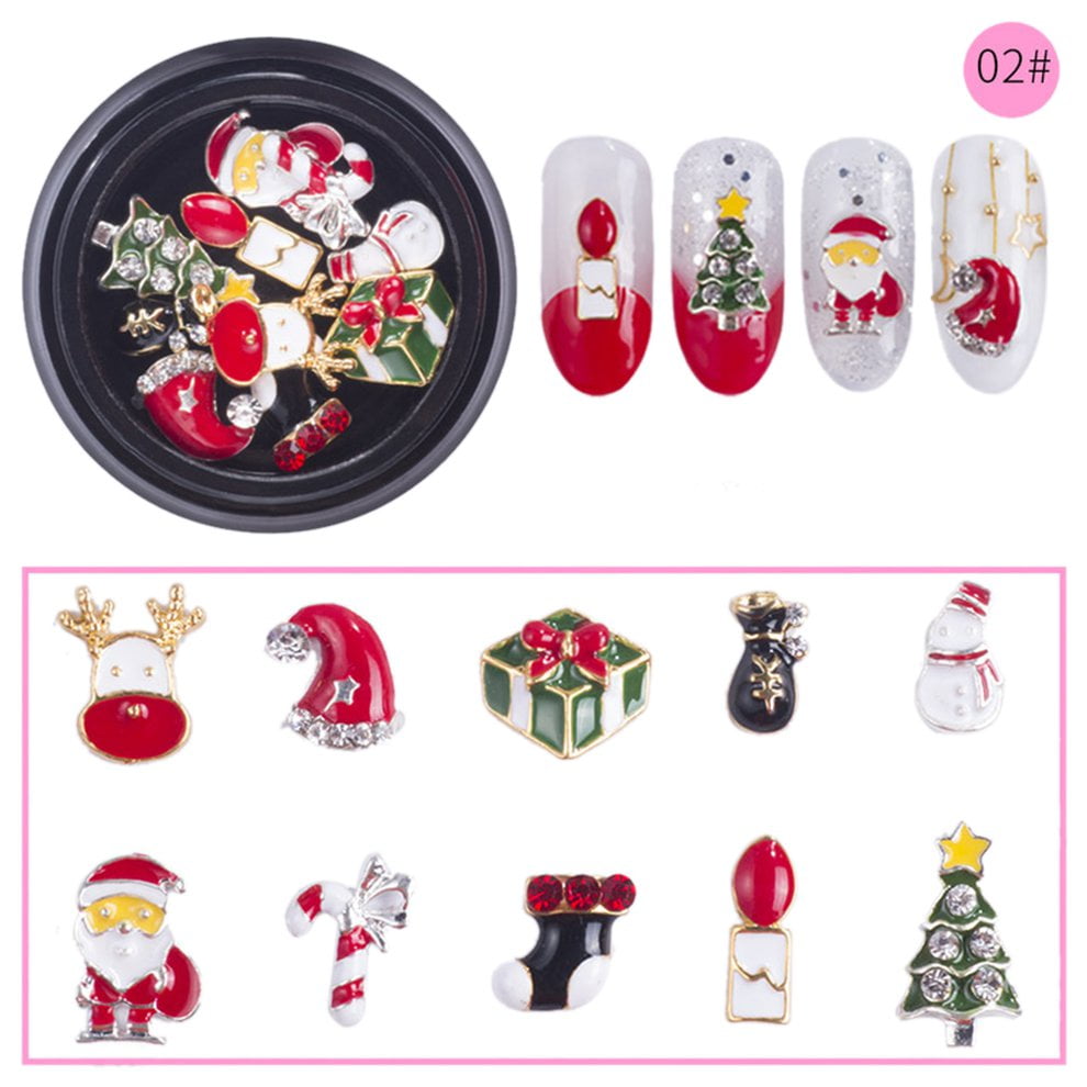 10 Designs Box Alloy Metal Festival Snowman Nail Art Decorations Walmart Canada