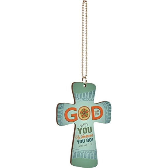 p. graham dunn god will be with you multicolor cross wood car charm