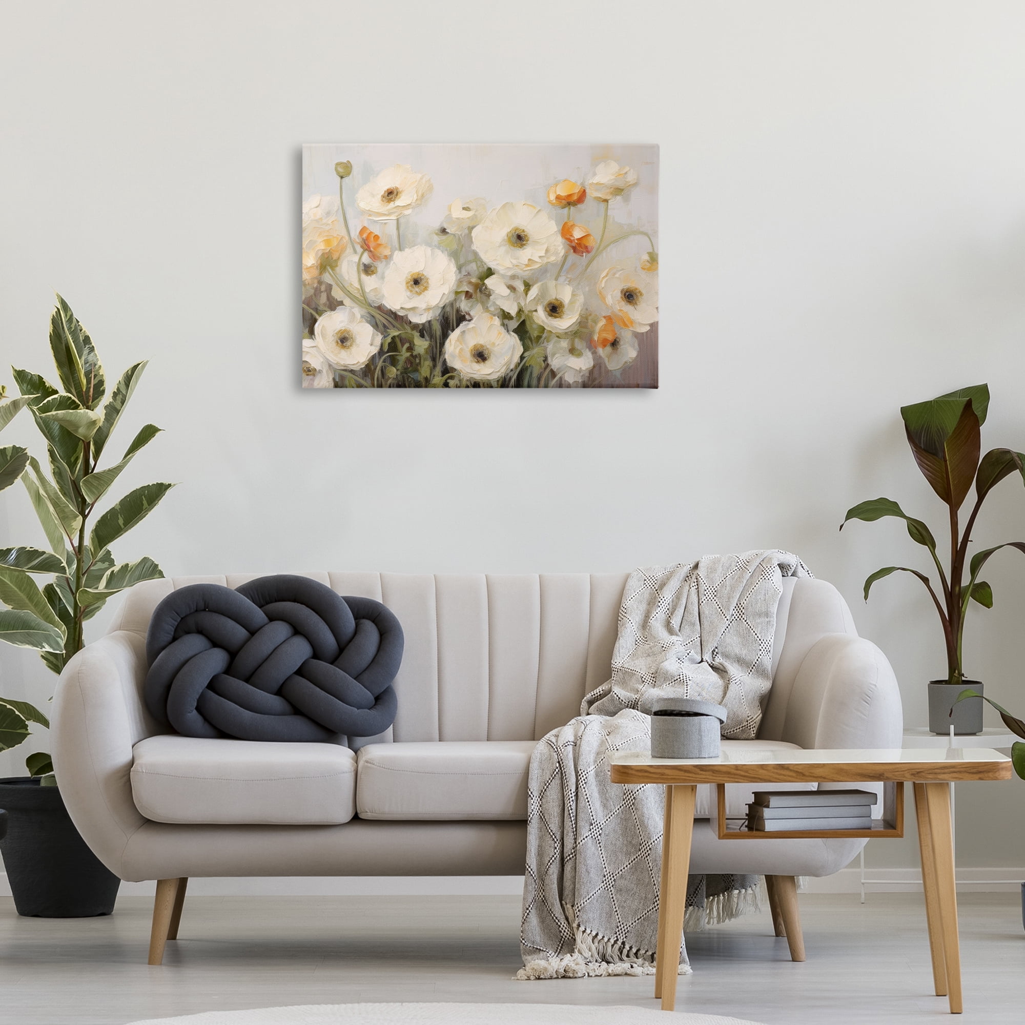 Stupell Industries White Ranunculus Blooms Plants & Flowers Painting Wrapped Canvas Art Print Wall Art, 30 x 20