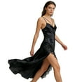 thumbnail image 6 of BUIGTTKLOP Women Nightgown Dress Silk Lace Trim V Neck Slip Dress Spaghetti Strap Asymmetrical Hem Layering Lace Cami Dresses, 6 of 6