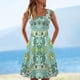 thumbnail image 2 of Vestido informal de verano para mujer, sin mangas, hasta la rodilla, plisado, para el sol, con estampado floral de arcoíris degradado teñido anudado Pompotops  ghjkhdj10671, 2 of 5