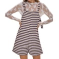 thumbnail image 3 of Women Summer Casual Sleeveless Romper Loose Striped Tied Shorts Overalls Jumpsuit with Pockets, 3 of 6
