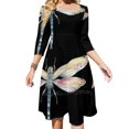 thumbnail image 2 of Robe à Encolure Carrée Libellule Mignonne Ample Imprimée Élégante Robe de Plage Fête Libellule Insecte Fée Colorée, 2 of 5