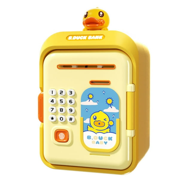 Hucha de plástico con forma de pato amarillo para niños, 14 x 12 x 14 cm