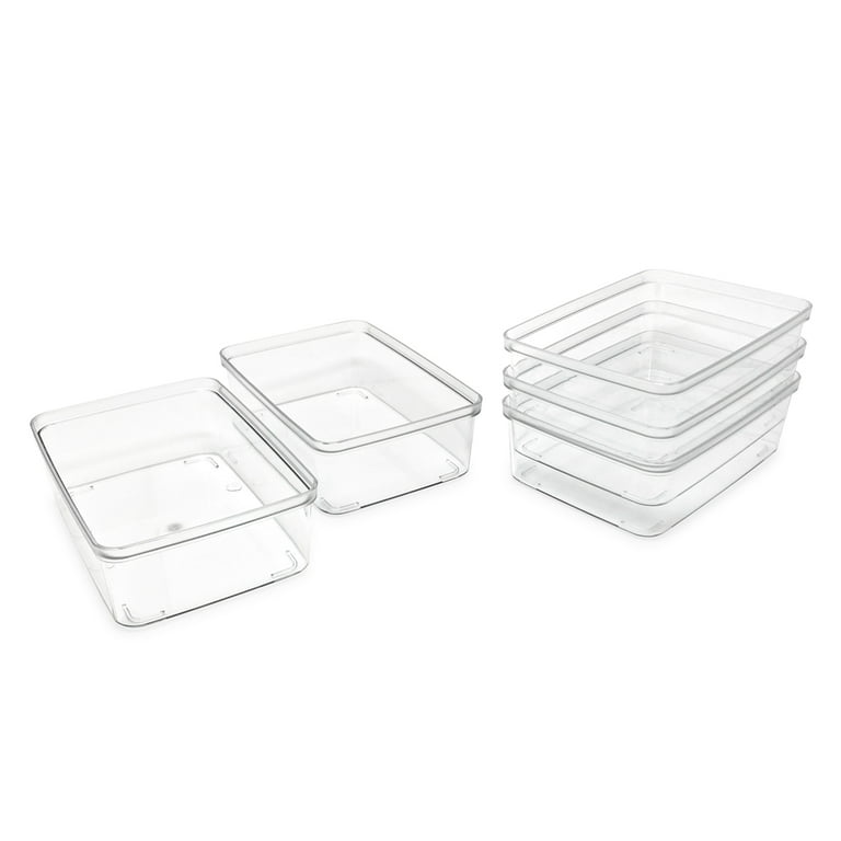 Isaac Jacobs 3-Pack Medium Storage Bins with Cutout Handles, Fridge/Freezer/Food Safe, BPA Free, Clear