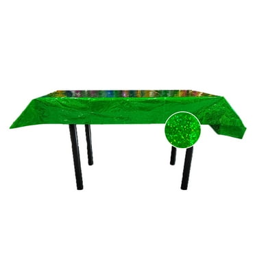 Nvzi-c 3 Pack Iridescence Plastic Tablecloths Shiny Disposable Laser Rectangle Table Covers Foil Metallic Tablecloth Iridescent Party Decorations Birthday Wedding Christmas 54"x108"，Green